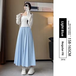 High Waist A-Line Skirt Wide Leg Pants Ice Silk Summer New Style Women's Clothing Commute Style Color Polyester Nylon