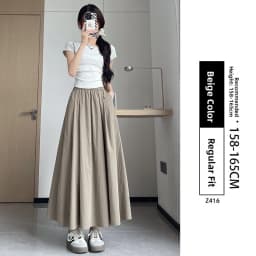 High Waist A-Line Skirt Wide Leg Pants Ice Silk Summer New Style Women's Clothing Commute Style Color Polyester Nylon