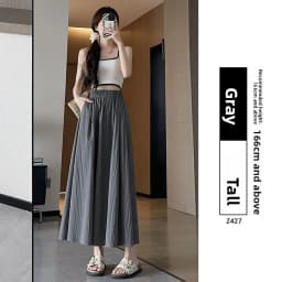 High Waist A-Line Skirt Wide Leg Pants Ice Silk Summer New Style Women's Clothing Commute Style Color Polyester Nylon