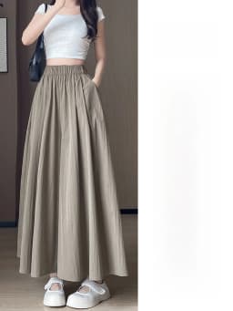 High Waist A-Line Skirt Wide Leg Pants Ice Silk Summer New Style Women's Clothing Commute Style Color Polyester Nylon