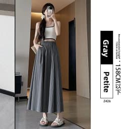 High Waist A-Line Skirt Wide Leg Pants Ice Silk Summer New Style Women's Clothing Commute Style Color Polyester Nylon