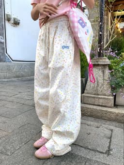 Zoki Stars Print Letter Cargo Pants Women Sweet Fashion High Waist Wide Leg Trousers Casual Loose Preppy Style Female Cute Pants
