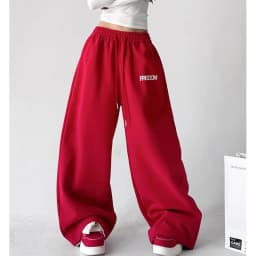 Streetwear Red Sweatpants Women High Waist Y2K Vintage Letter Loose Pant American Hip Hop Harajuku Spring Bf Retro Trousers New