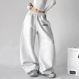 Streetwear Red Sweatpants Women High Waist Y2K Vintage Letter Loose Pant American Hip Hop Harajuku Spring Bf Retro Trousers New
