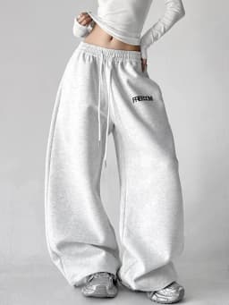 Streetwear Red Sweatpants Women High Waist Y2K Vintage Letter Loose Pant American Hip Hop Harajuku Spring Bf Retro Trousers New