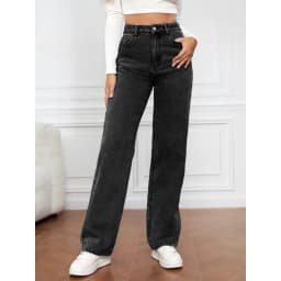 Women High Waist Black Washed Wide Leg Jeans Straight Denim Pants Casual Baggy Jeans Fashion Streetwear Trousers