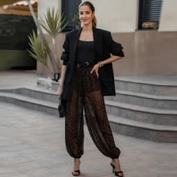 HXAO Animal Print Lantern Pants Women's Pants Autumn 2025 Elegant Pleated Oversized Baggy Trousers Ladies Fashion Wide Leg Pants