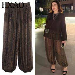 HXAO Animal Print Lantern Pants Women's Pants Autumn 2025 Elegant Pleated Oversized Baggy Trousers Ladies Fashion Wide Leg Pants