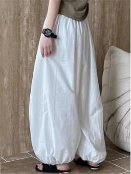 Fashion Oversized Lantern Trousers Women 2025 New Summer Elegant Lazy Design Pants Casual Loose Cotton No Pocket Wide Leg Pants