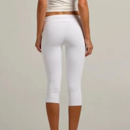 Individuality Low Rise Split Hem Length Skinny Pants Women Solid Fold Over Capri Leggings Casual Summer Streetwear Yoga Pants