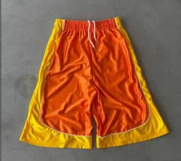 Men Women Streetwear Basketball Shorts American Retro Color Block Patchwork Trendy Elastic Shiny Cropped Sports Casual Bottoms