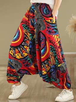 oversized Y2K floral high Waist Casual loose Summer wide leg Cross Pants Women Trousers 2025
