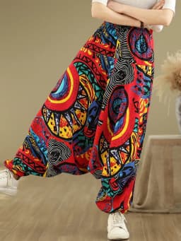 oversized Y2K floral high Waist Casual loose Summer wide leg Cross Pants Women Trousers 2025