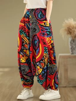 oversized Y2K floral high Waist Casual loose Summer wide leg Cross Pants Women Trousers 2025