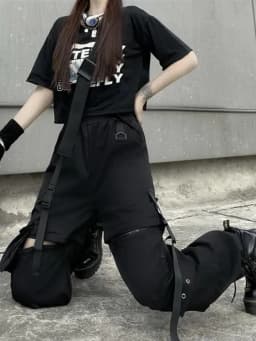 Techwear Cargo Pants Womens Hollow Out Joggers Goth Emo Oversize Pocket Female Casual Teens Hippie Punk Harem Harajuku Trousers