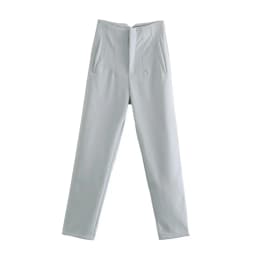 NINE ZAR High Waist Casual Pants for Women 35 Colors Pure Color Retro Cuffed Slim Fit Ladies Faion Spring Polyester Fiber