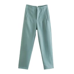 NINE ZAR High Waist Casual Pants for Women 35 Colors Pure Color Retro Cuffed Slim Fit Ladies Faion Spring Polyester Fiber