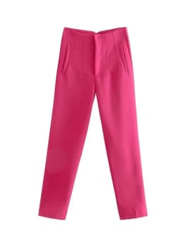NINE ZAR High Waist Casual Pants for Women 35 Colors Pure Color Retro Cuffed Slim Fit Ladies Faion Spring Polyester Fiber