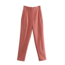 NINE ZAR High Waist Casual Pants for Women 35 Colors Pure Color Retro Cuffed Slim Fit Ladies Faion Spring Polyester Fiber