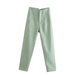 NINE ZAR High Waist Casual Pants for Women 35 Colors Pure Color Retro Cuffed Slim Fit Ladies Faion Spring Polyester Fiber