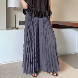 LANMREM Pleated New Elastic Waist Women's Wide Leg Pants Chic Elegant Design Handmade Pleated Stretch Loose Long Pants 2DB3646