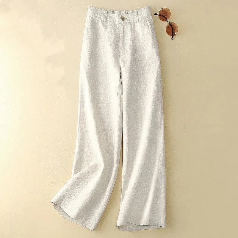 Linen Wide Leg Pants New Summer Thin Casual Solid Long Pants Women Elastic High Waisted Loose Cotton and Linen Straight Trousers