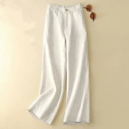 Linen Wide Leg Pants New Summer Thin Casual Solid Long Pants Women Elastic High Waisted Loose Cotton and Linen Straight Trousers
