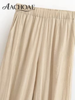 Women Wide Leg Lounge Pants Elastic Waist Casual Loose Trousers with Bow Tie Hem