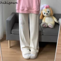 Sweatpants Women Japanese Chic Y2k Pants Cute Pantalon Femme 2025 New Bottoms Cat Embroidery Straight Tunic High Waist Trousers