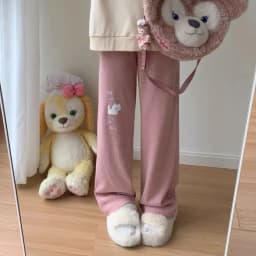 Sweatpants Women Japanese Chic Y2k Pants Cute Pantalon Femme 2025 New Bottoms Cat Embroidery Straight Tunic High Waist Trousers