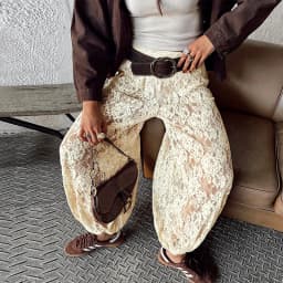 Chic Lace Long Trousers Women French Romantic Floral Sheer Wide Leg Pants Female Casual Spring Summer Jogger Pant Lady 2026
