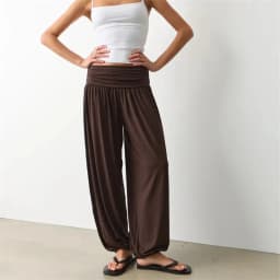 Women Fold Over High Waist Harem Jogger Pants Elastic Soft Modal Loose Baggy Cuffed Ankle Sweatpants Vacation Casual Trousers