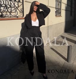KONDALA Commute High Street Balloon Pants Women Trendy Casual Pleated Trousers 2026 Spring Summer Office Lady Vintage Long Pants
