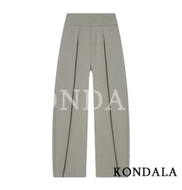 KONDALA Commute High Street Balloon Pants Women Trendy Casual Pleated Trousers 2026 Spring Summer Office Lady Vintage Long Pants