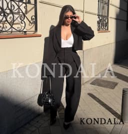 KONDALA Commute High Street Balloon Pants Women Trendy Casual Pleated Trousers 2026 Spring Summer Office Lady Vintage Long Pants