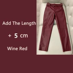 Trousers Women 2026 Korean Style Genuine Leather High Waist Pants Women Pencil Pants Ladies With Belt Office Ladies