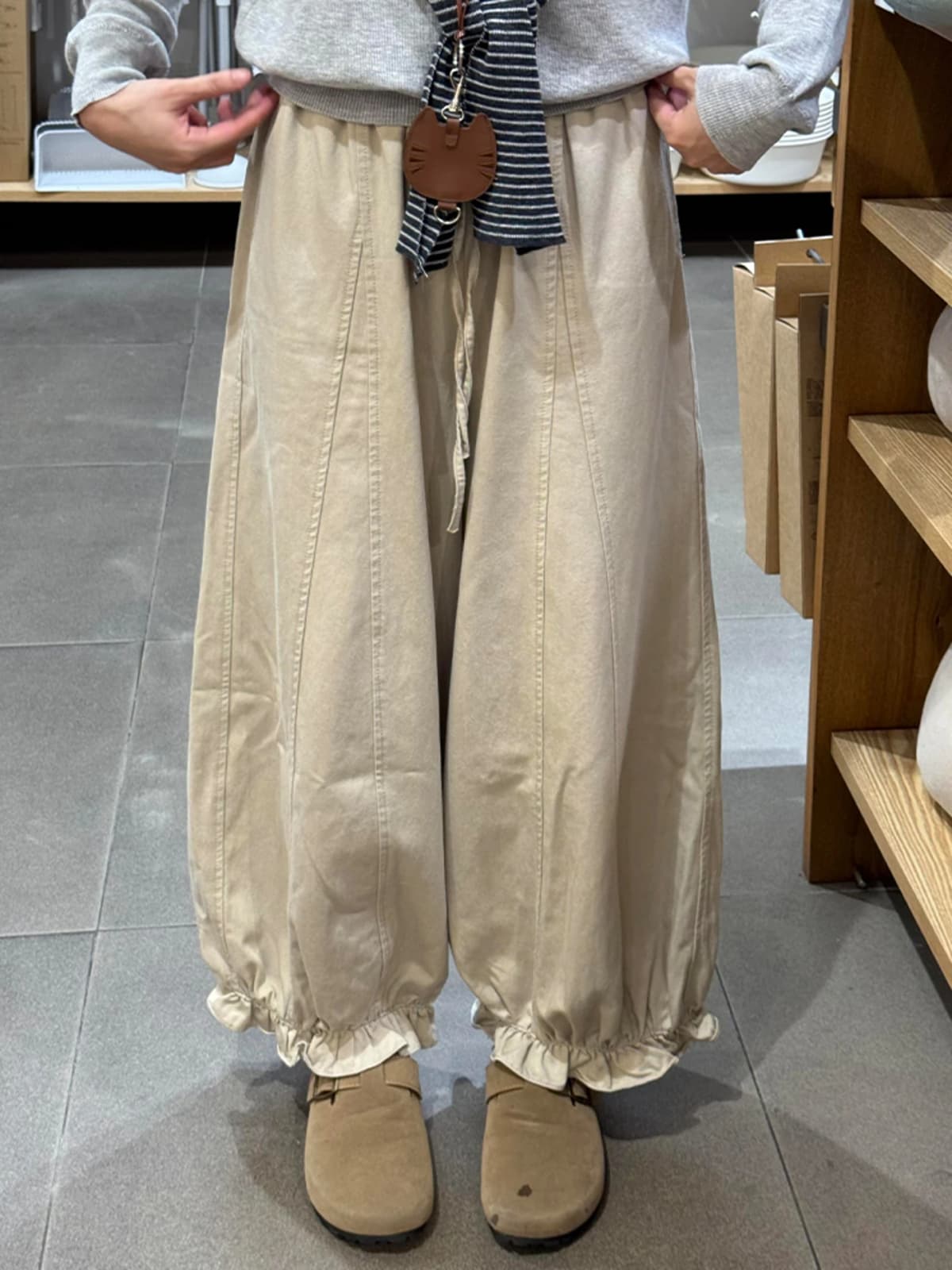 Spring Summer Thin Wide Leg Lantern Flower Bud Pants Women's Loose Fitting Balloon Pants High Waist Casual Trousers