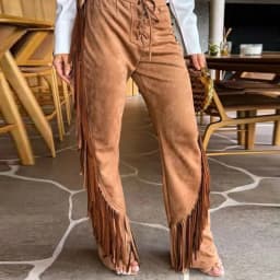 Vintage Solid Fringed Bell Bottom Pants Women Velevet Lace Up Front Tassel Flared Pants Holiday Clubwear Party Wide Leg Trousers