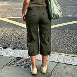 Y2K Vintage Drawstring Hem Cropped Trousers Women Low Waist Cargo Capri Pants Multi Pockets Loose Bottoms Grunge Streetwear