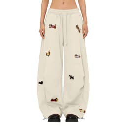 High Street Embroidered Sausage Dog Pants Y2k Women's Harajuku Loose Straight Leg Comfort Sweatpants Female Jogging Long Pants