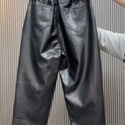 Fashion Y2k Leather Pants High Quality PU Casual Straight Leg Pant Loose Slimming Plus Size Highs Waist Haren Trousers Women