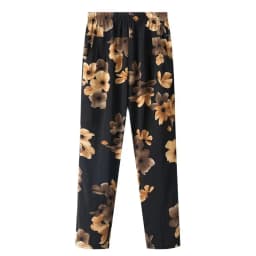 XL-8XL Women Summer Pants 2026 New Fashion Print Thin Ice Silk Straight Pants Middle aged Female High Waist Elastic Casual Pants