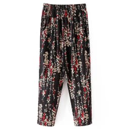 XL-8XL Women Summer Pants 2026 New Fashion Print Thin Ice Silk Straight Pants Middle aged Female High Waist Elastic Casual Pants