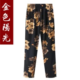XL-8XL Women Summer Pants 2026 New Fashion Print Thin Ice Silk Straight Pants Middle aged Female High Waist Elastic Casual Pants