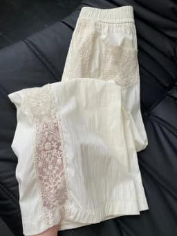 Zoki Lace Patchwork Sweet Pants Women Casual Korean High Waist Fashion Straight Trousers Loose Chic Female Summer Design Pants