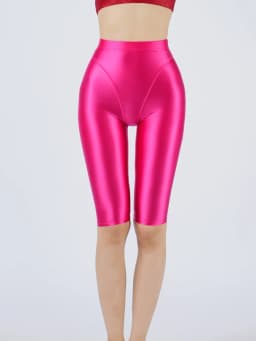 Sexy Women Hot Short Stain Oil Glossy Shiny Elastic Jeggings Shorts Soft Stretchy Casual Plus Size Tight Knee-Length Yoga Pant