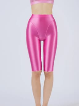 Sexy Women Hot Short Stain Oil Glossy Shiny Elastic Jeggings Shorts Soft Stretchy Casual Plus Size Tight Knee-Length Yoga Pant