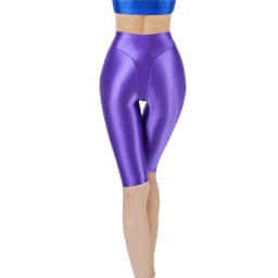 Sexy Women Hot Short Stain Oil Glossy Shiny Elastic Jeggings Shorts Soft Stretchy Casual Plus Size Tight Knee-Length Yoga Pant