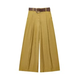 2026 New Fashion Women's Vintage Designer Smooth Satin Pants with Belt Lady Elegant High Waist Loose Wide Leg Straight Trousers