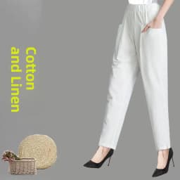 Summer Thin Cotton Harlan Pants Women's Casual Nine-Piece Loose Cabbage Pants Large Size High Waist Korean Style Fashion